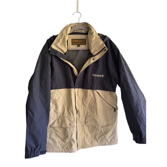 Vtg Timberland Weathergear Men’s Two-Tone Lightweight Jacket Size M Beige Black - Picture 2 of 7